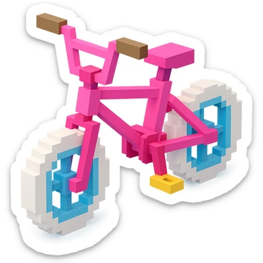 розовый велосипед BMX c белыми колесами, no background sticker