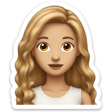 A girl with long light brown hair and brown eyes with long eyelashes...her skin tone is light sticker