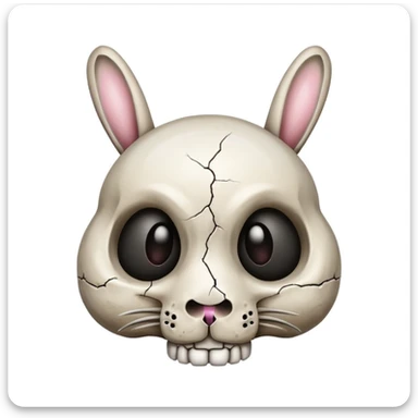 Give me an emoji of a cross eyed bunny that is combined with a 💀 that is also stressed out and overweight sticker