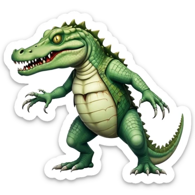 zombie monstrous pale skinned decaying greenish white alligator, vicious, boss monster, full body, dirty, undead sticker