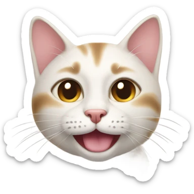 Cat with tongue out blushing with eyes closed sticker