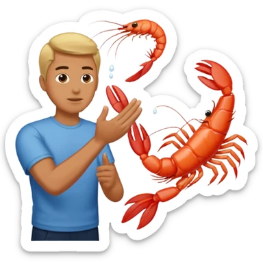 Make one of a man throwing shrimp at another guy sticker