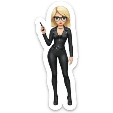  One Dominatrix blonde hair and glasses full body  sticker