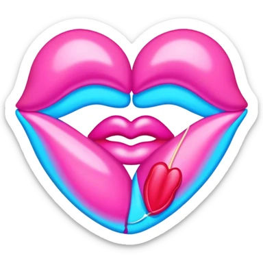 
pink and blue neon sign kiss sticker