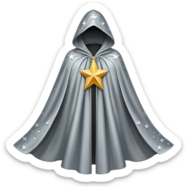 a fantasy  magic, silver color with star pattern cloak sticker