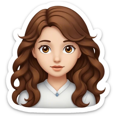 Whithe girl with brown eyes and long wavy brown hair sticker