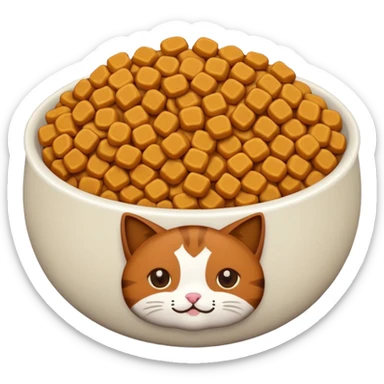 a bowl of brown cat kibbles sticker