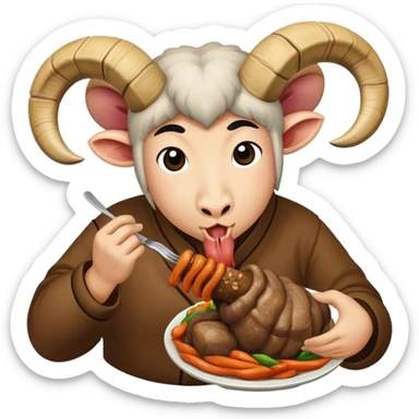 mongolian eating ram sticker