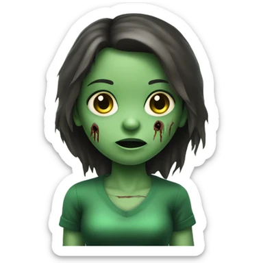 Brunette zombie girl in horror green  sticker