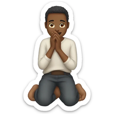 Person putting hand palm on knees sticker