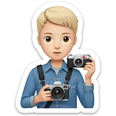photographer looking into a camera sticker