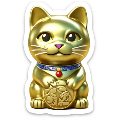 Full chrome plated solid color uncluttered maneki neko 3d sticker