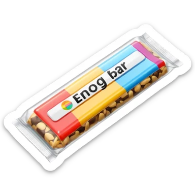 Create an emoji of an energy bar that you can eat, with plastic packaging. sticker