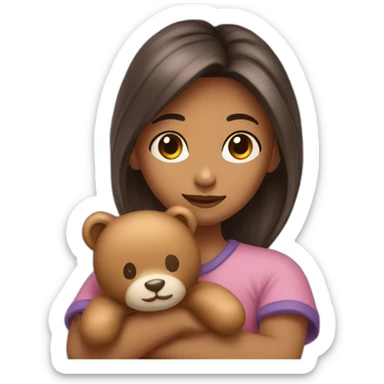 Une fille avec un doudou sticker
