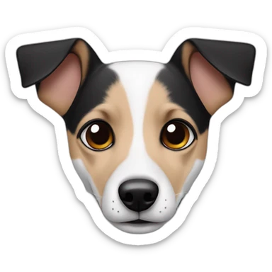 White jack russel with raise black ears sticker