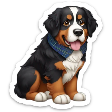 Bernese mountain dog with a scottish kilt sticker