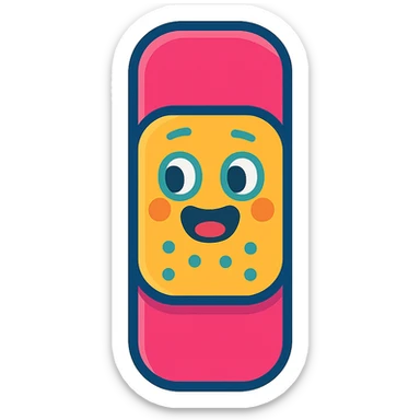 cheerful bandage with bright colors, vibrant toon style sticker