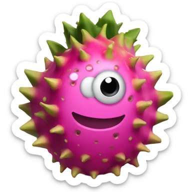 3D elegant Pitahaya with large shiny eyes 👀 one hand holds the mirror with its reflection 🪞 sticker