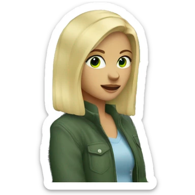 blonde girl in car interior green eyes sticker