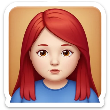 chubby white woman cherry red long straight hair parted middle sticker