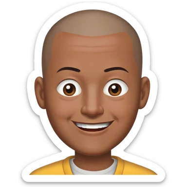 Nam, 50 tuổi, đầu đinh, nhắm 1 mắt, cười tươi, da đen, nhướng lông mày sticker