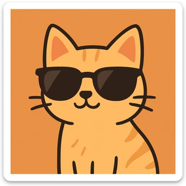flat toon style cat with sunglasses sticker