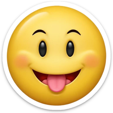A smiley face shaking its head with its tongue out sticker