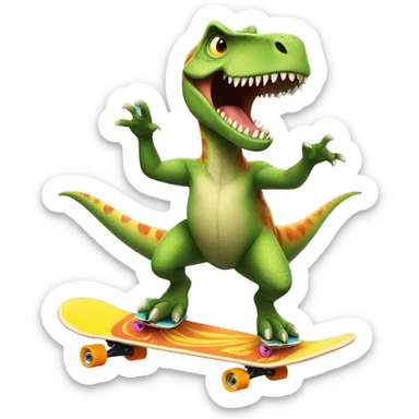 dinosaur riding a skateboard sticker