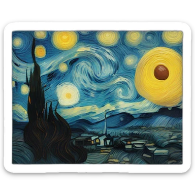 van gogh style with pinl sticker