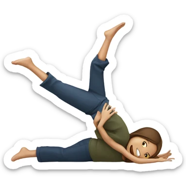 girl doing cartwheel on boy sticker