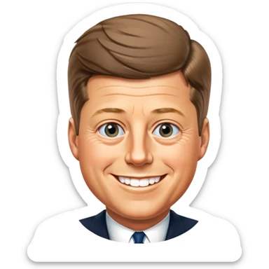 John F. Kennedy smiling face, minimal details, friendly diplomatic mood sticker