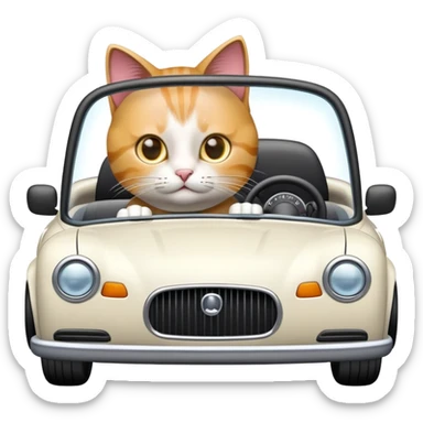 Cat driving sticker