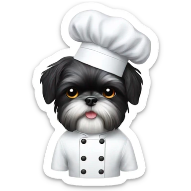 Black Shih tzu as chef sticker