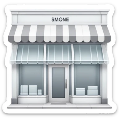 Simple clean storefront icon with soft accents, modern clothing store facade, minimalist design with polished look sticker