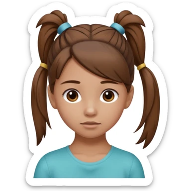 Normal skinned, tiny nosed, brown haired girl with Tying a ponytail sticker