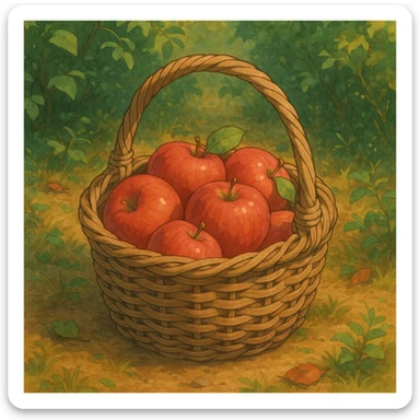 cozy basket of apples after apple picking sticker