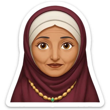 an old emirati women wearing traditional cloths covers her face with burg'a sticker