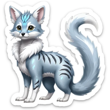 Feral Rare Fantasy cool handsome badass  sparkly shiny Vernid-Trico-species by LiLaiRa, random markings, tufted tail, tufted ears, full body sticker
