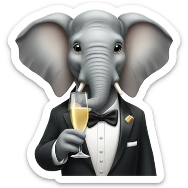 Elephant wearing a tux drinking champagne  sticker