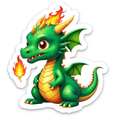 Cute dragon breathing fire sticker