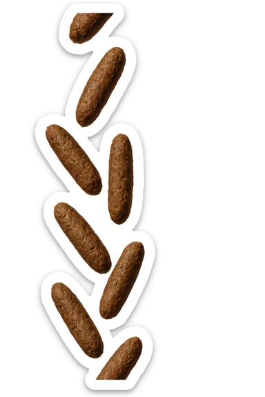 FECI DI ANIMALE A PALLINE UN PO' ALLUNGATE CADONO DALL'ALTO VERTICALMENTE, IPERREALISTICO 4K sticker