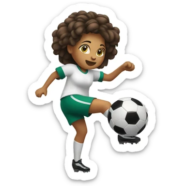 blod girl kicking a soccer ball in the air sticker