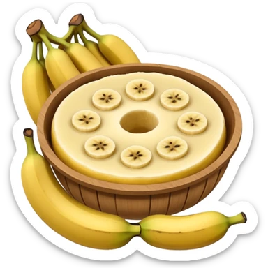 Panquecas em um prato redondo com rodelas de banana sticker