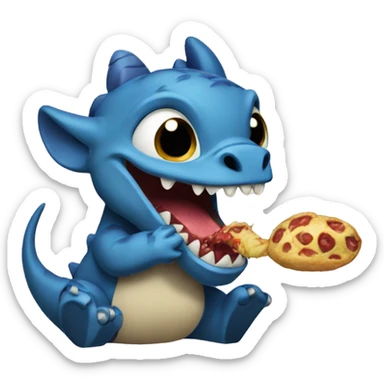 Dinasor eating stitch sticker