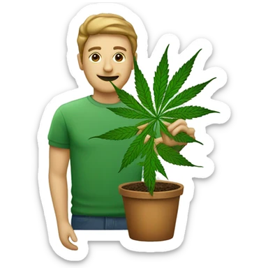 Marijuana plant with person sticker