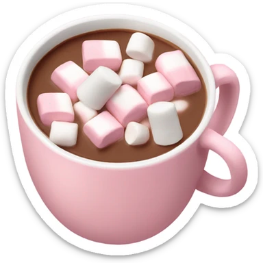 Light Pink mug of hot chocolate with marshmallows  sticker