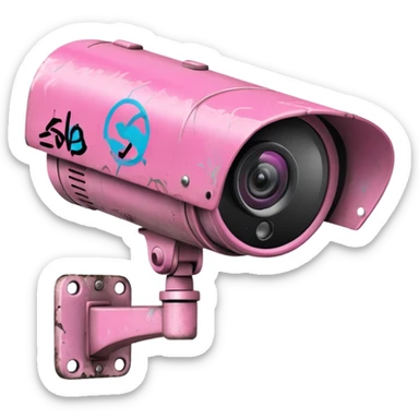 Security Camera pink with graffity sticker