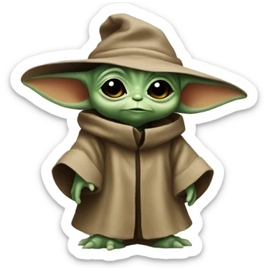 baby yoda wearing sorting hat sticker