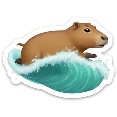 Capybara riding waves sticker