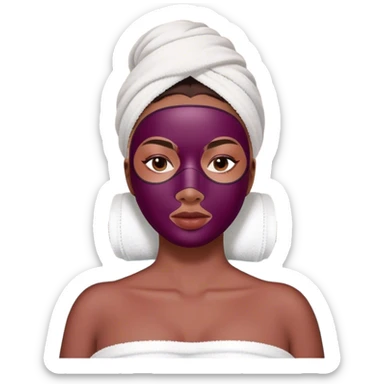 Lady with face mask spa beauty full face relaxing Burgundy sticker